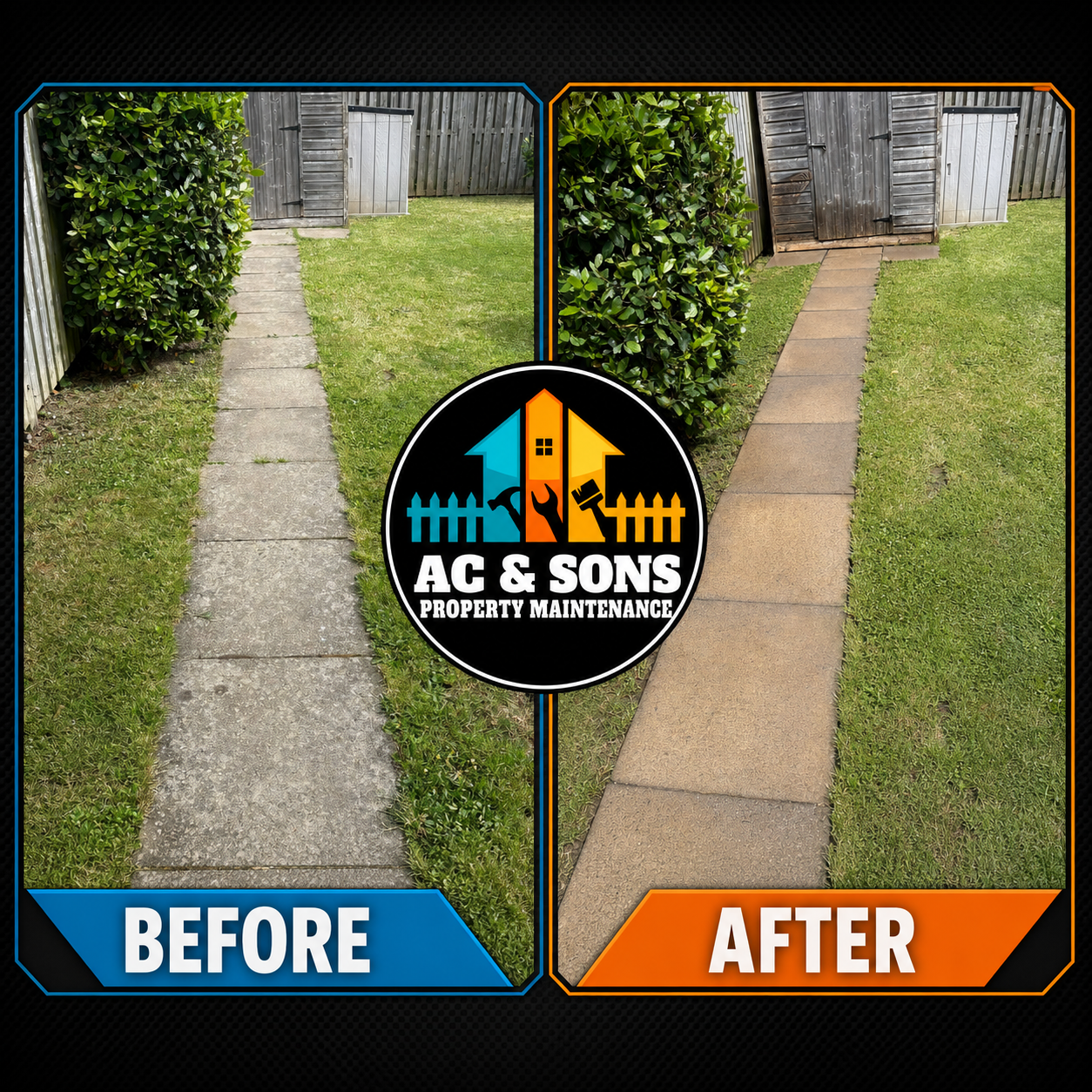 Garden path cleaned before and after in Dublin